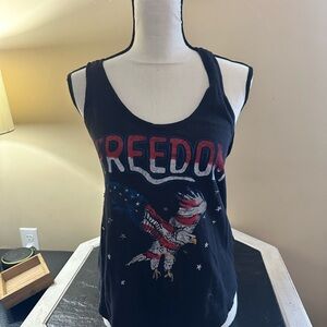 Rock & Republic Freedom Graphic Black Tank Top